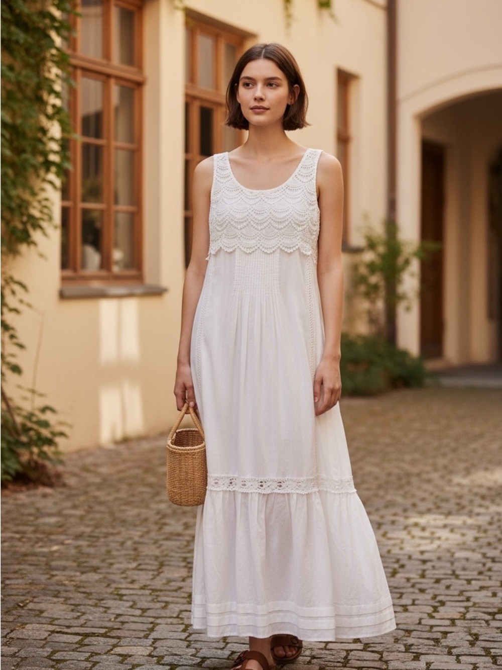 Alberta Ferretti Crochet White Maxi Dress - Women's Summer Dress Size 2